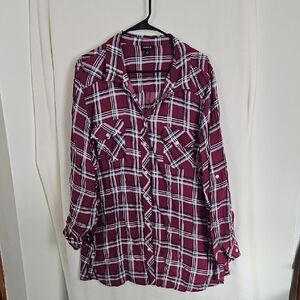Torrid Purpleish and White Plaid Shirt